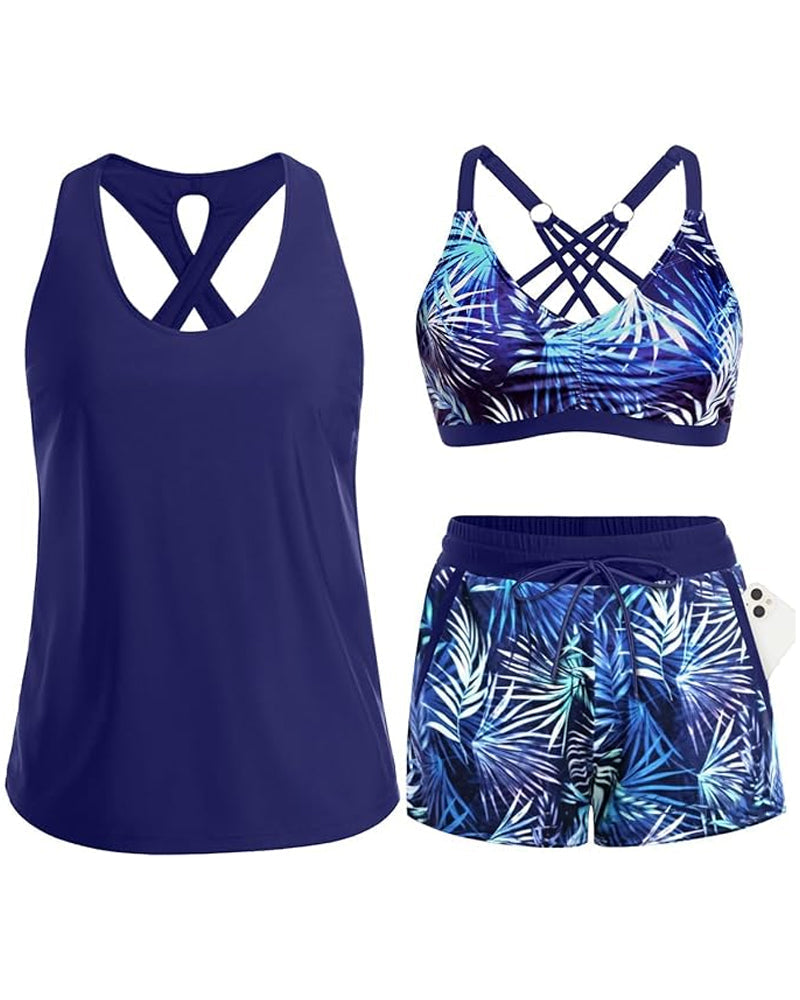 Ellaire | Three-Piece Tankini Bikini & Cover-Up Set