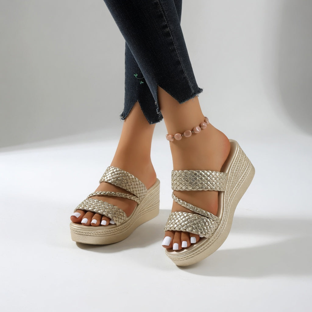 Aveline | Woven Wedge Mules