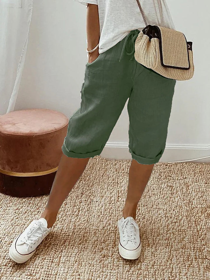 Ellaire | Cotton Linen Capri Trousers