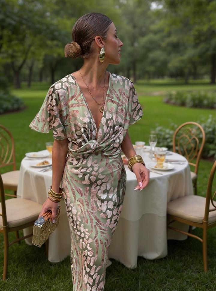 Marigold copper midi dress lifestyle