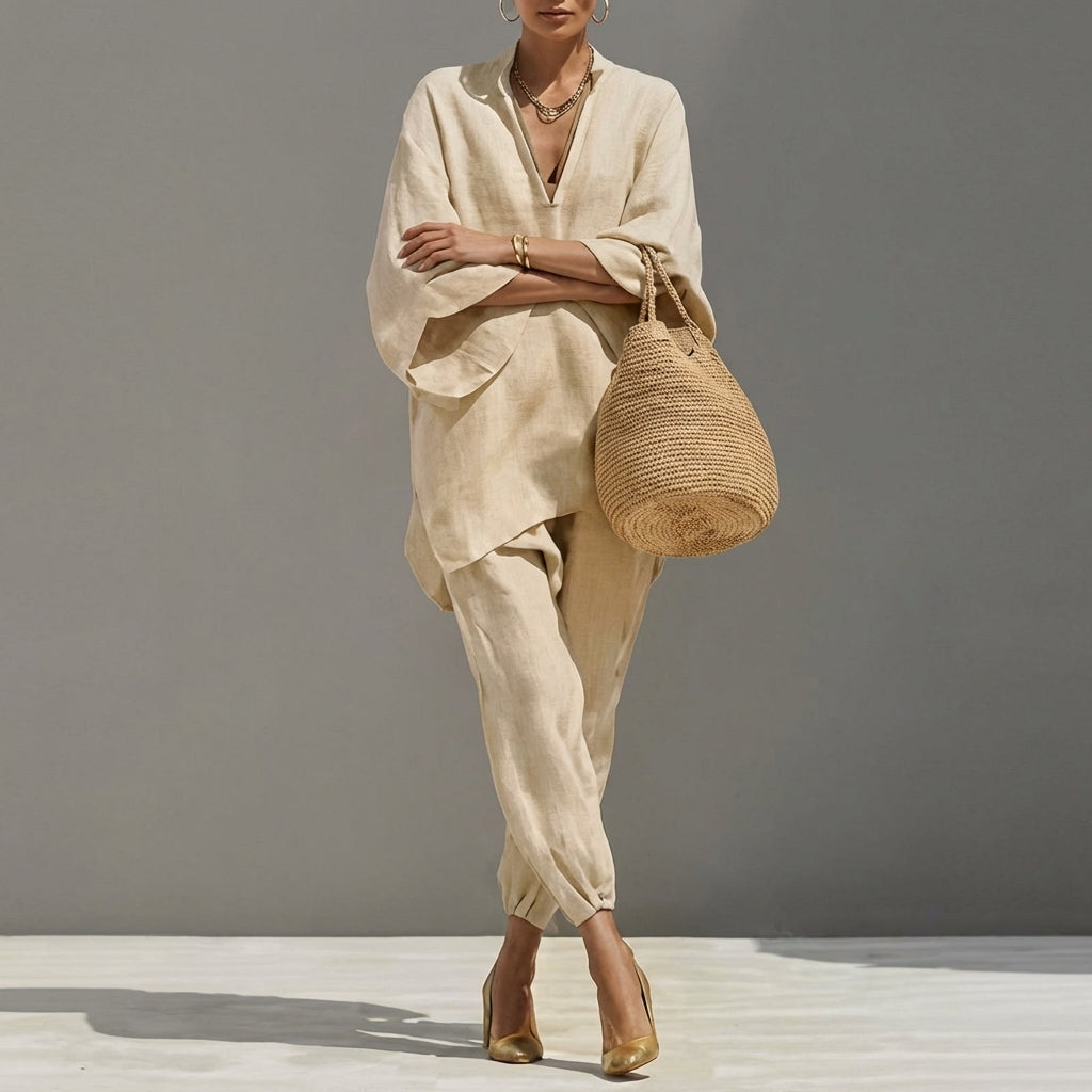 Marina | Two-Piece Casual Set with V-Neck for Women