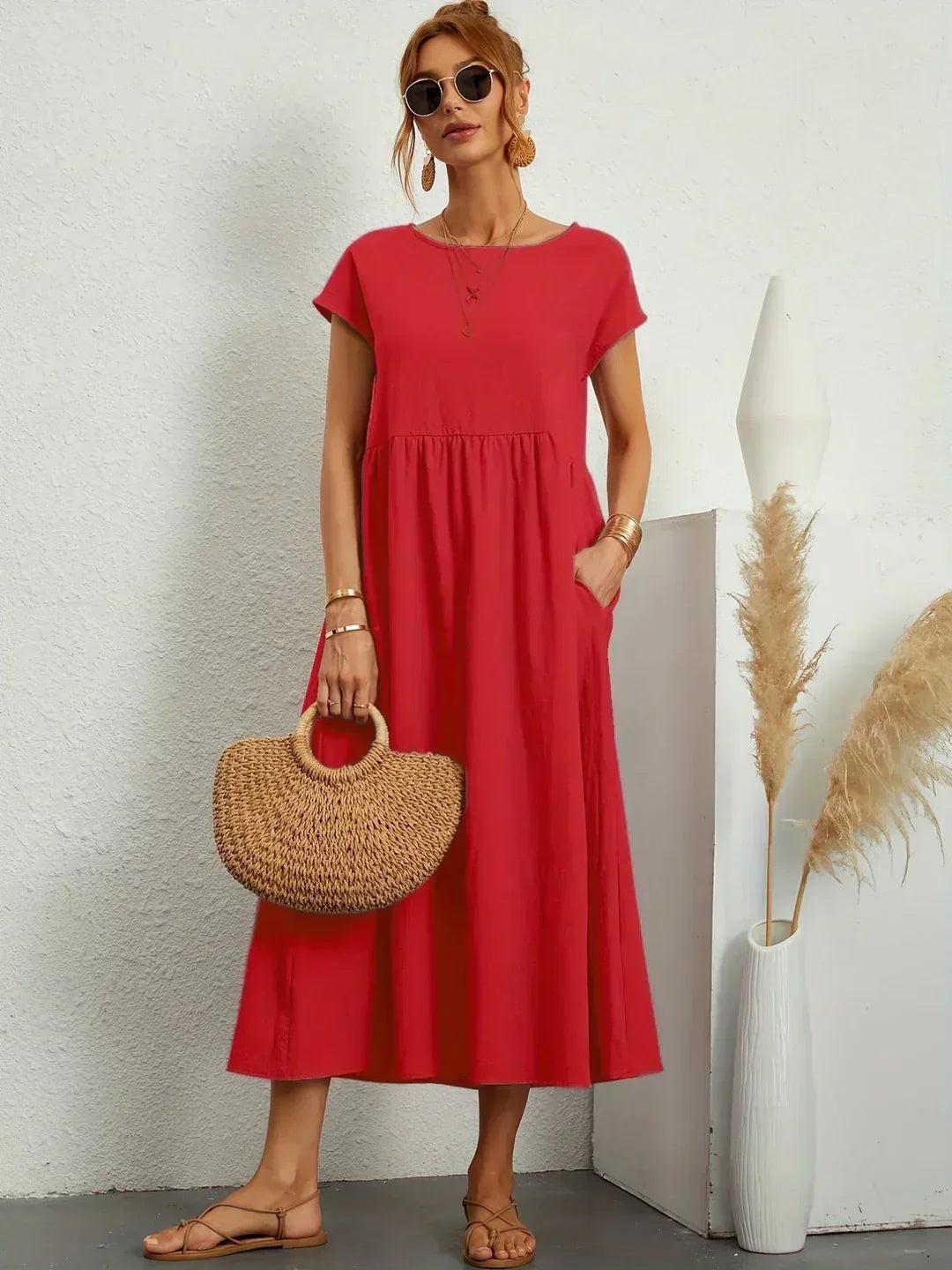 Gabriella | Comfortable Round Neck Maxi Dress