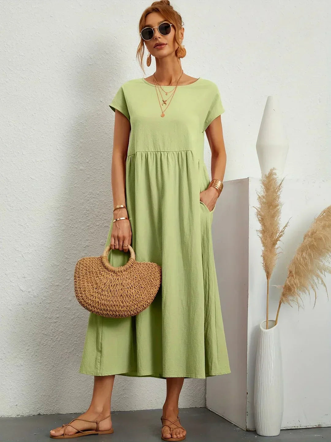 Gabriela™ | Flowing Midi Dress with Timeless Elegance