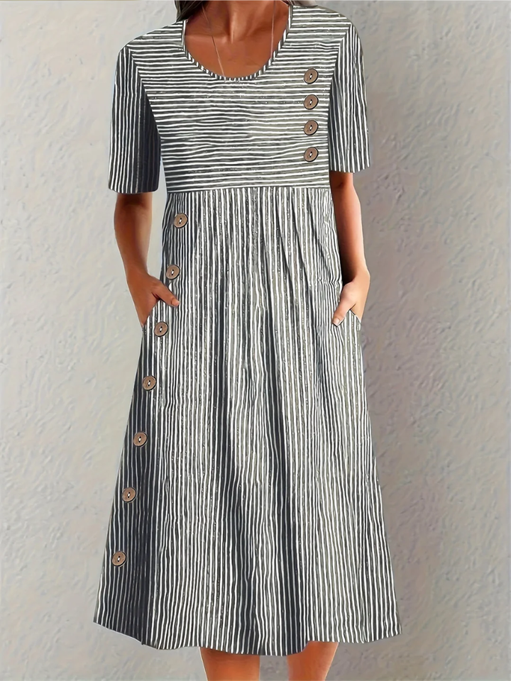 Marina | Elegant Striped Midi Dress