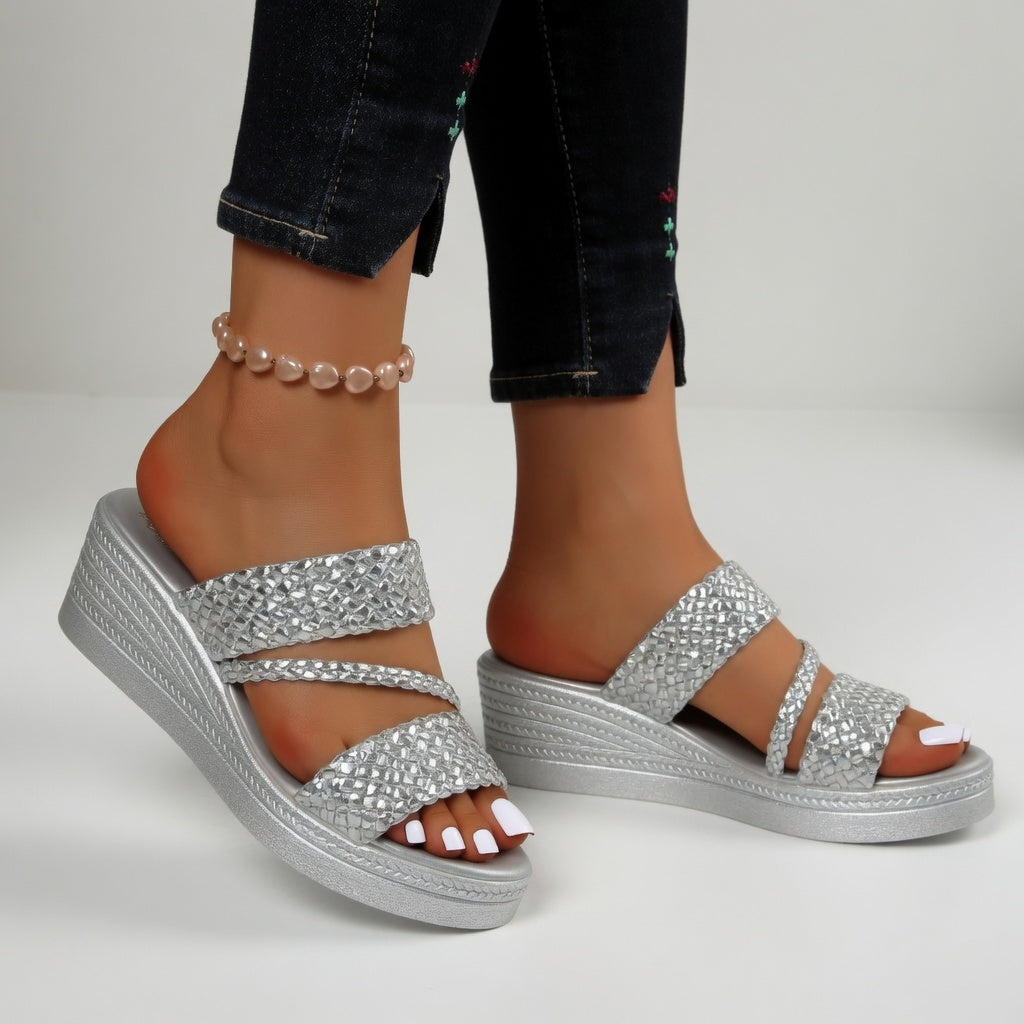 Aveline | Woven Wedge Mules