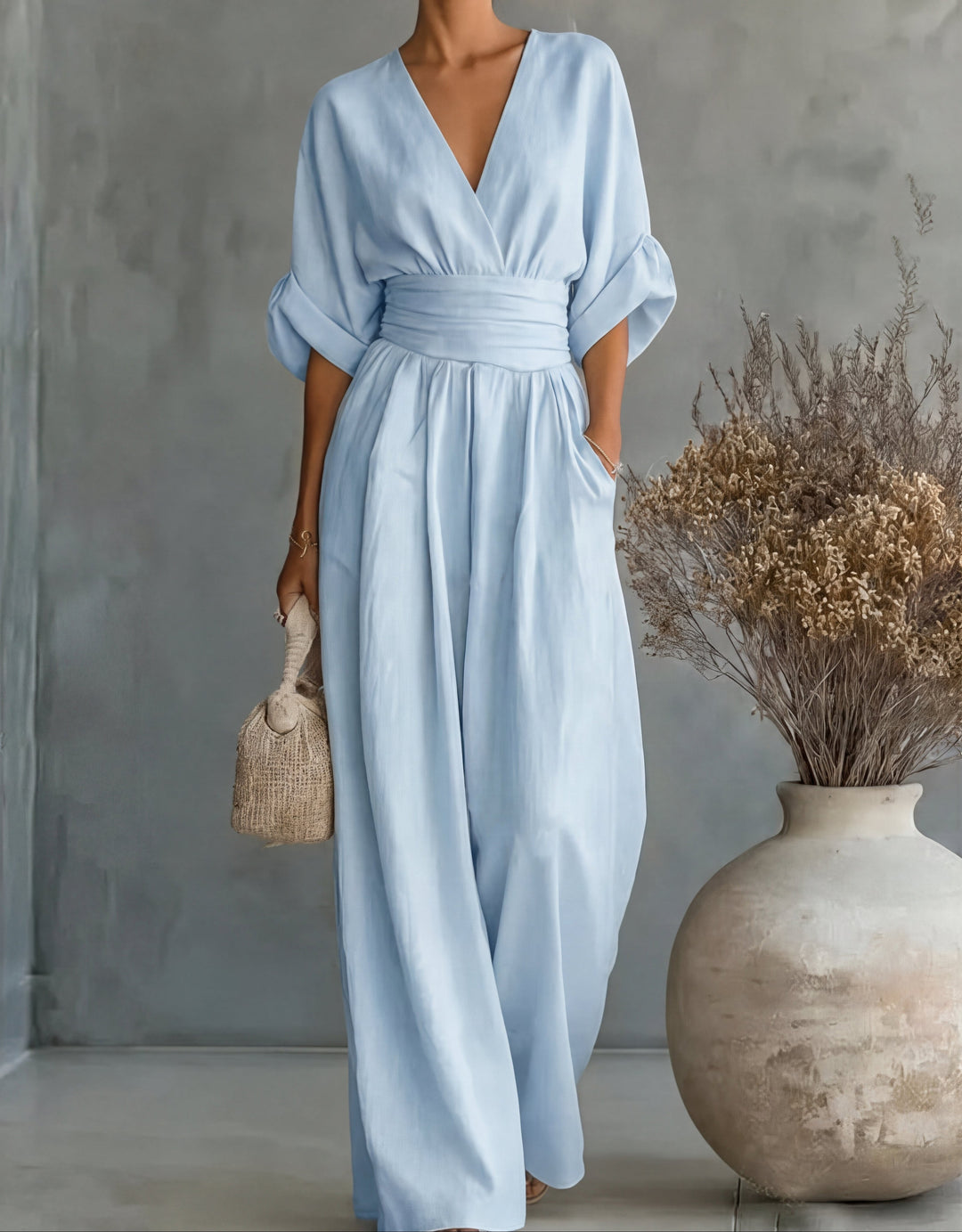 Daniela | Elegant Wide-Leg V-Neck Jumpsuit