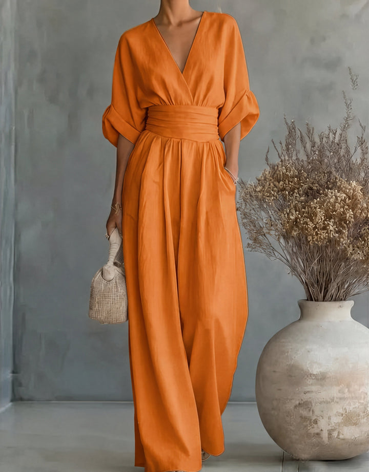 Daniela | Elegant Wide-Leg V-Neck Jumpsuit