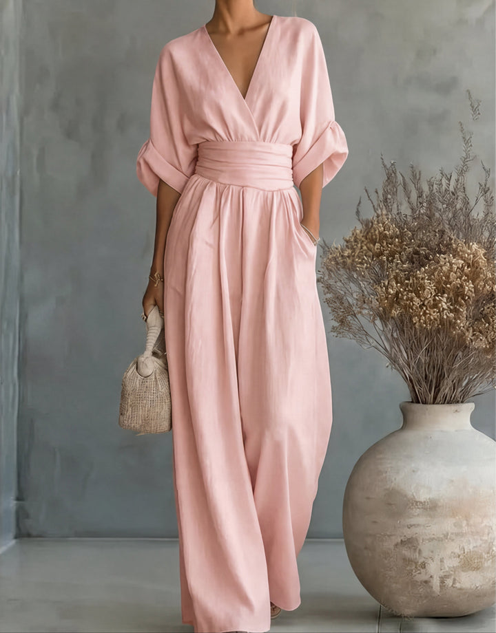 Daniela | Elegant Wide-Leg V-Neck Jumpsuit