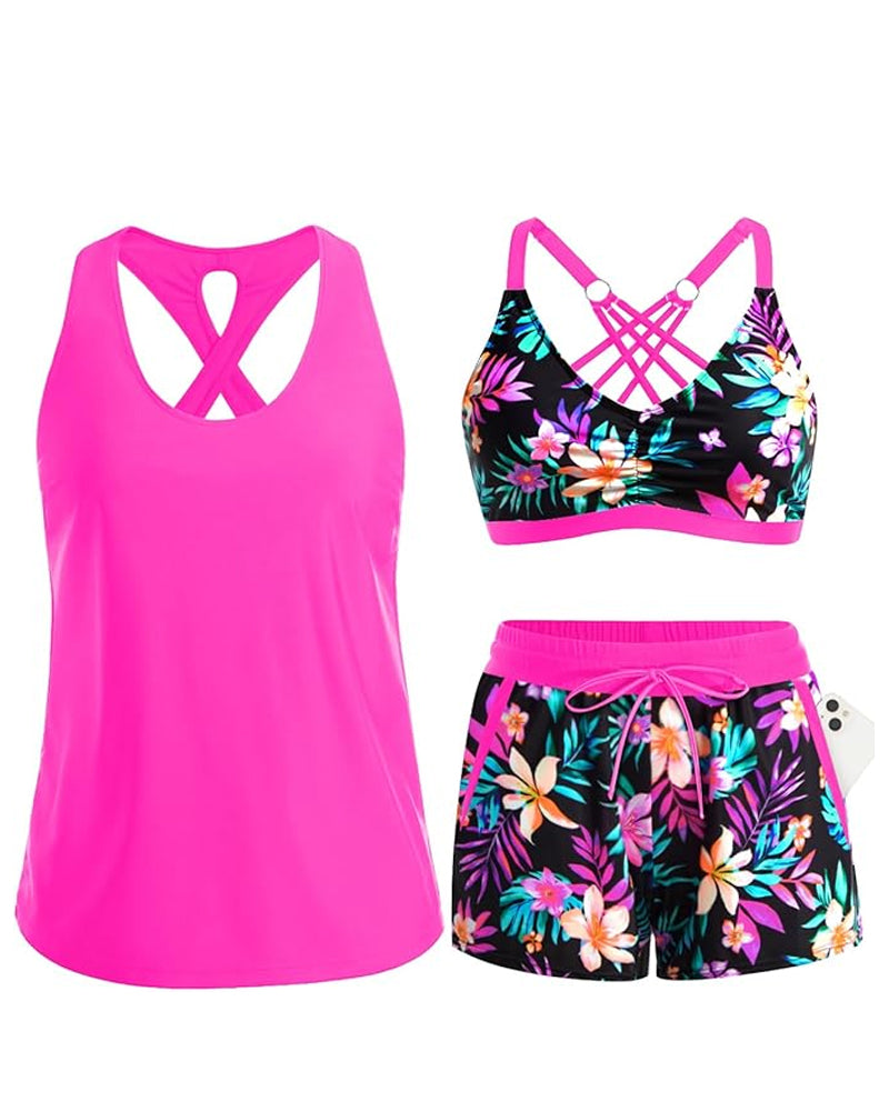 Ellaire | Three-Piece Tankini Bikini & Cover-Up Set