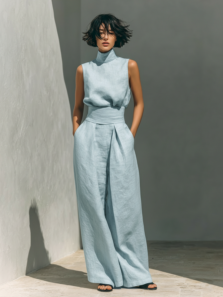 Georgiana | Sleeveless Blouse & Wide-Leg Pants Set
