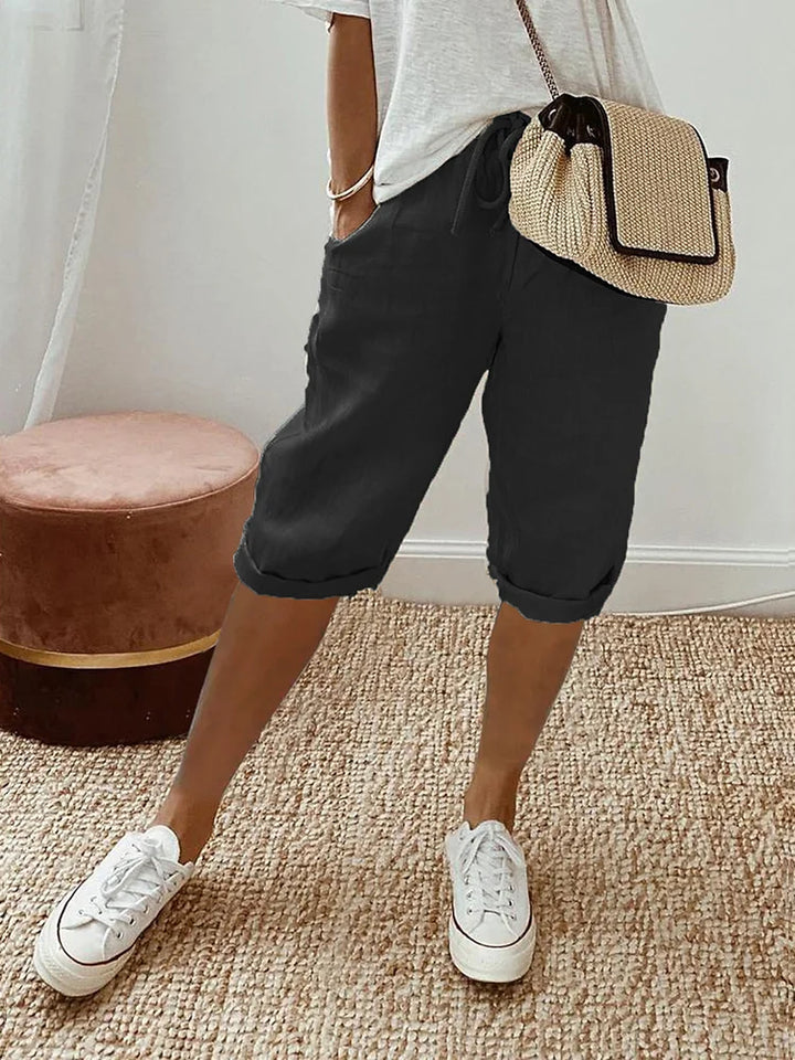 Ellaire | Cotton Linen Capri Trousers