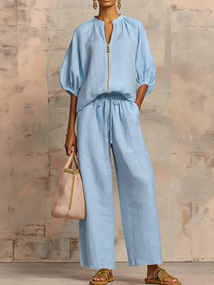 Alba | Two-Piece Set: Relaxed-Fit Shirt and Wide-Leg Pants