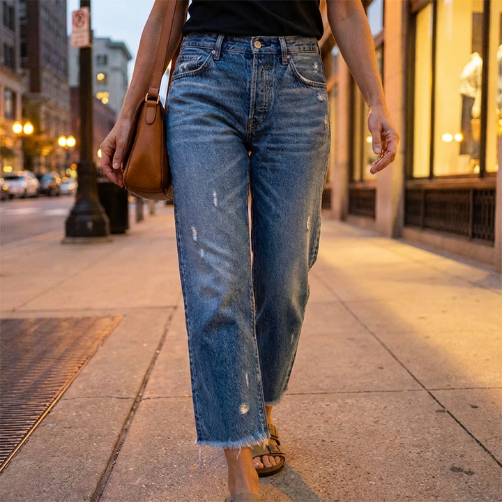 Emily | Retro cropped straight-leg jeans