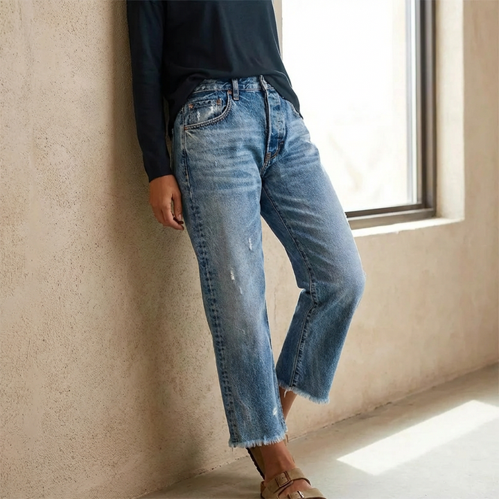Emily | Retro cropped straight-leg jeans