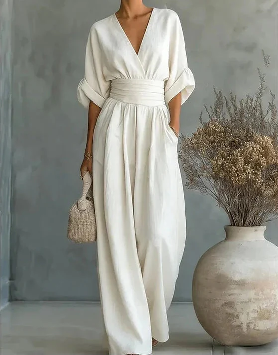 Daniela | Elegant Wide-Leg V-Neck Jumpsuit