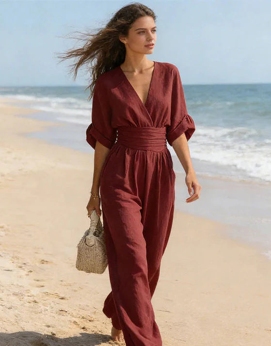 Daniela | Elegant Wide-Leg V-Neck Jumpsuit