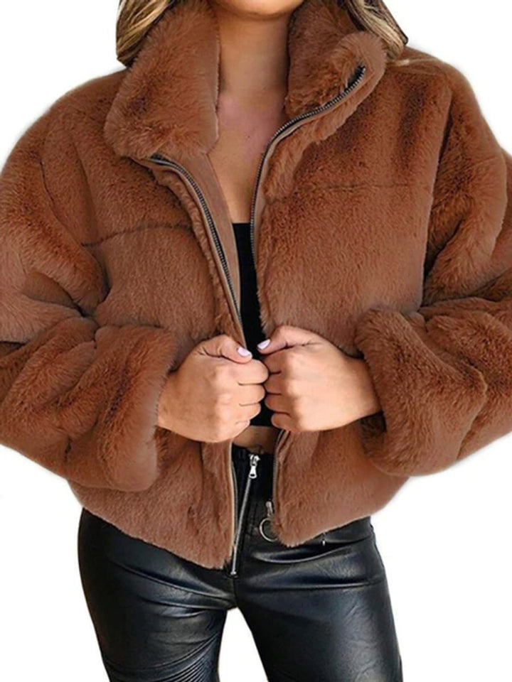 Theodora | Fluffy Zip Up Short Coat