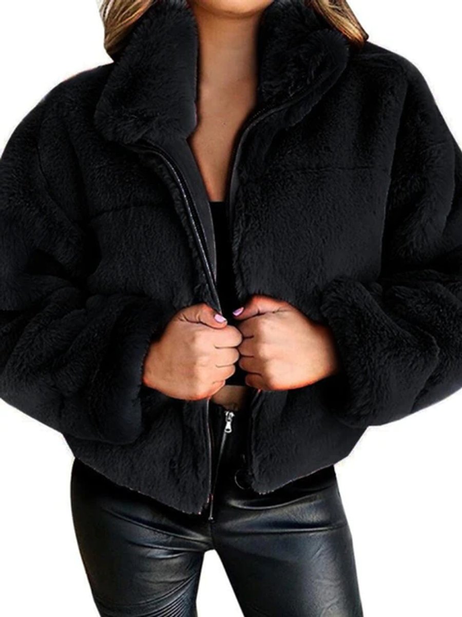 Theodora | Fluffy Zip Up Short Coat