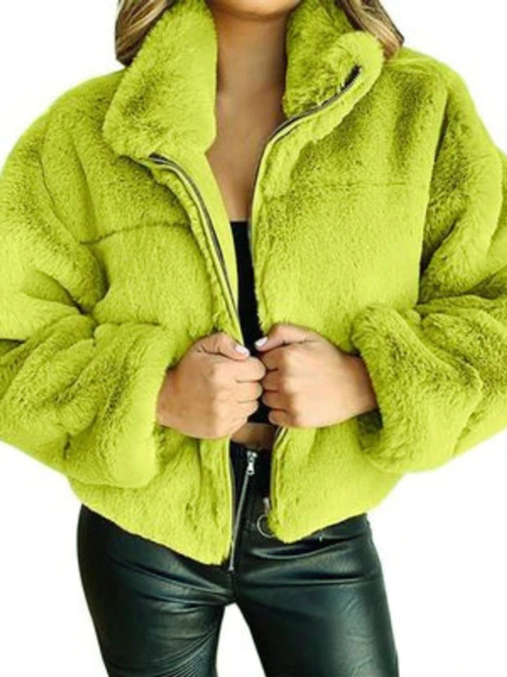 Theodora | Fluffy Zip Up Short Coat