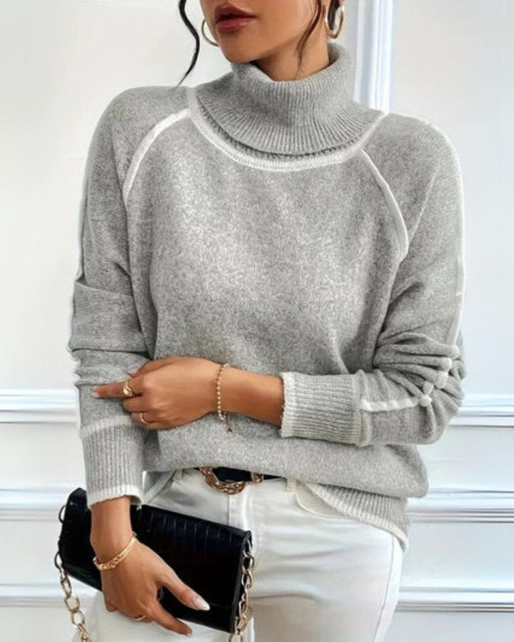 Clemence | Contrast Trim Turtleneck Jumper