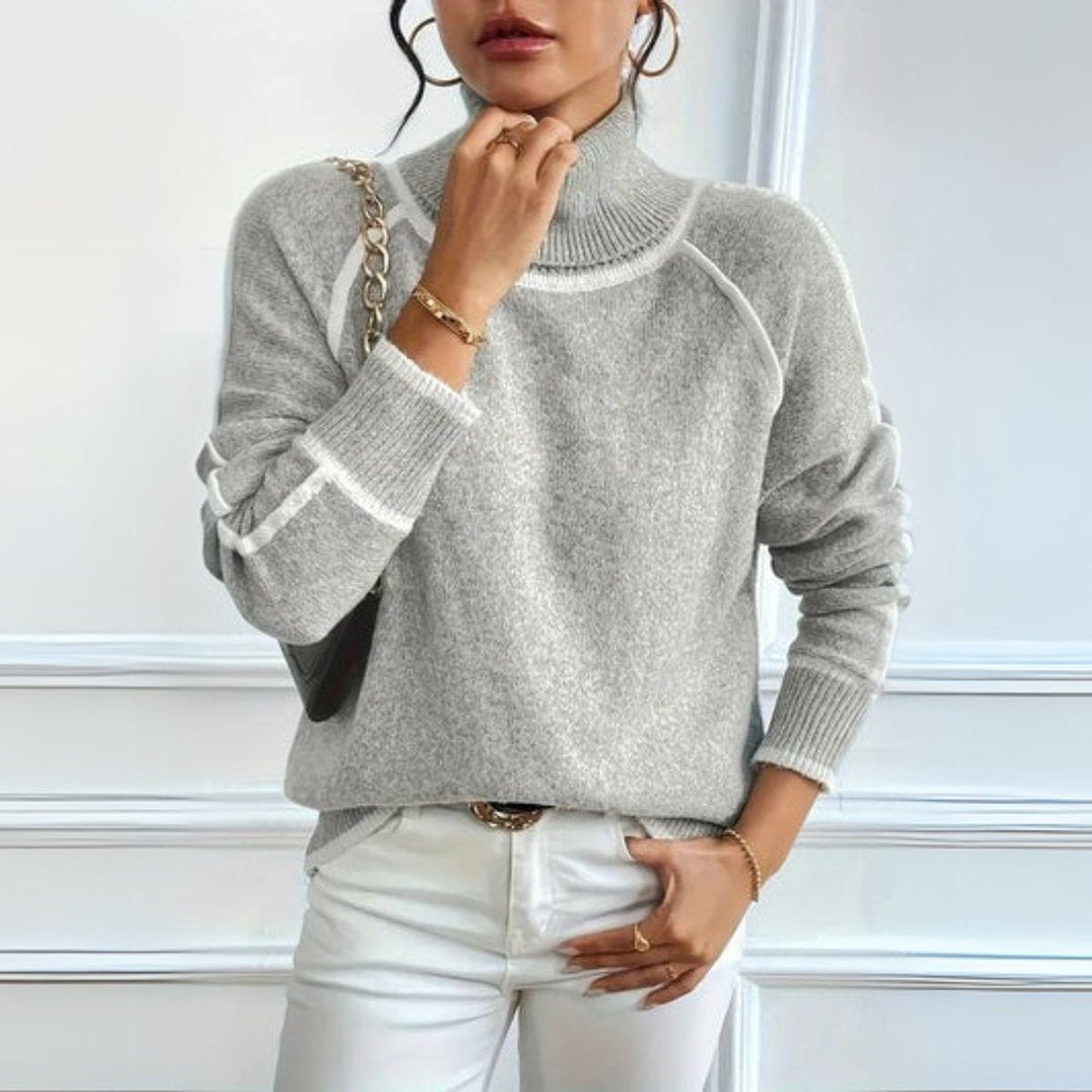 Ismay | Ribbed Contrast Turtleneck Jumper