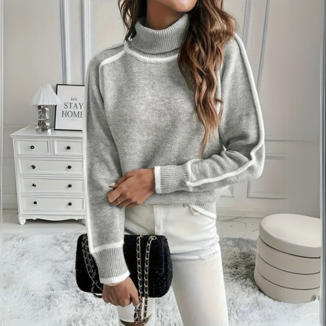 Ismay | Ribbed Contrast Turtleneck Jumper