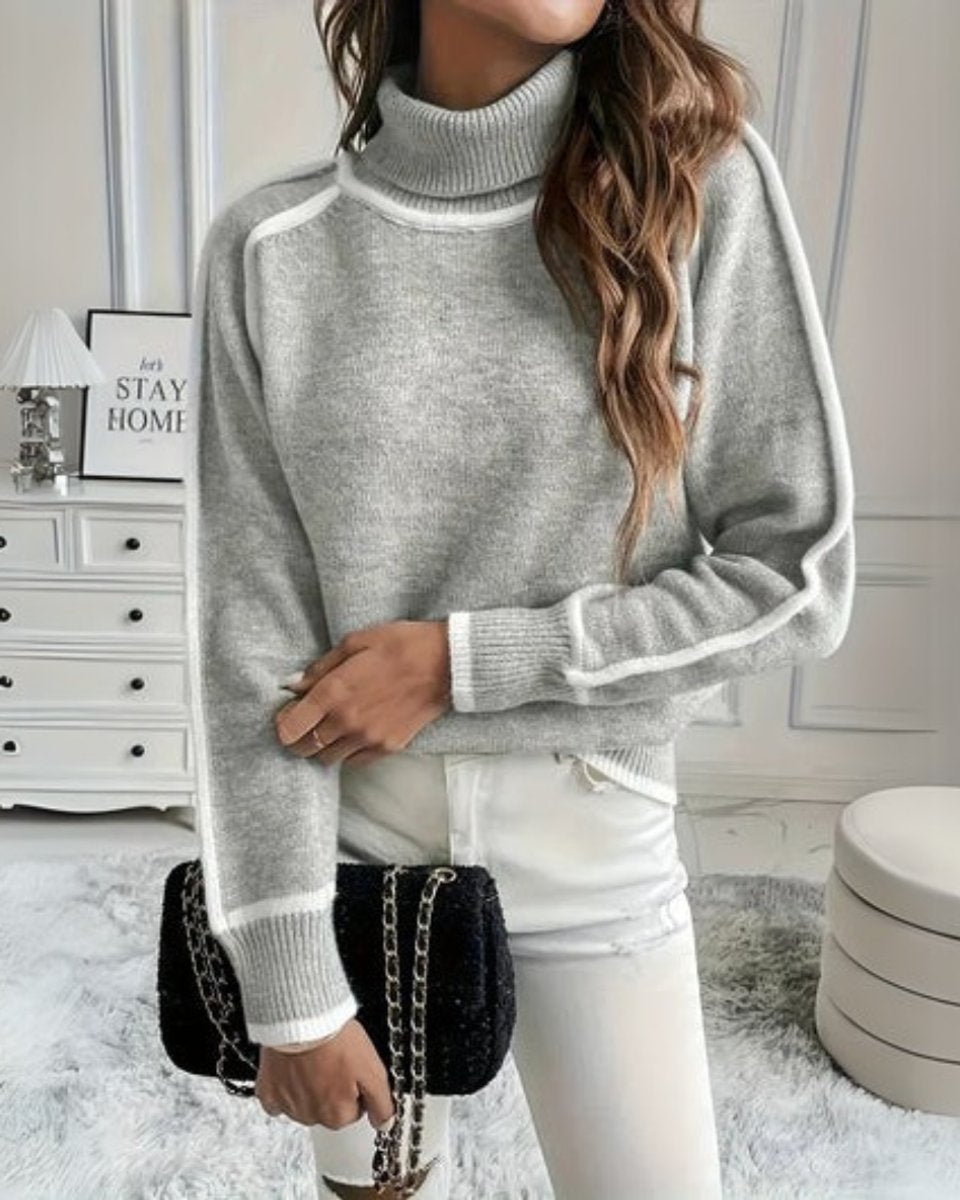 Clemence | Contrast Trim Turtleneck Jumper