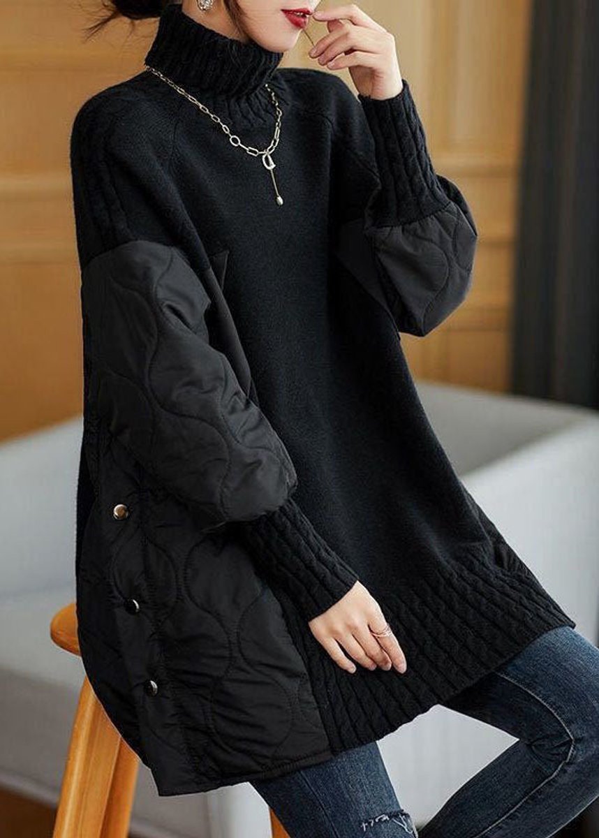 Lettice | Patchwork Quilted Turtleneck Jumper